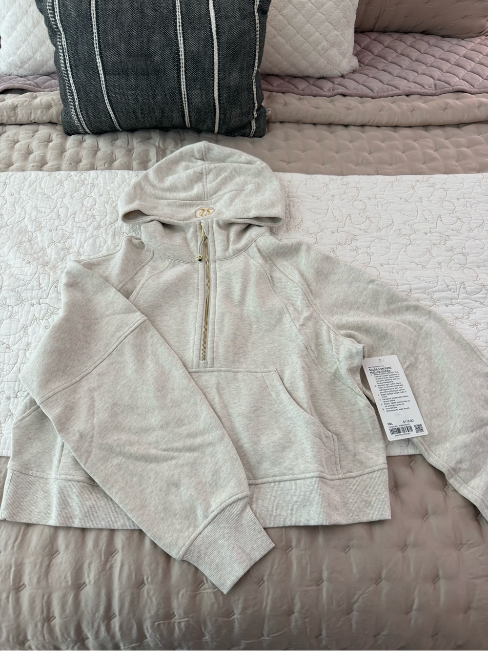 NWT Lululemon Scuba Half-Zip Hoodie M/L Heathered Bone